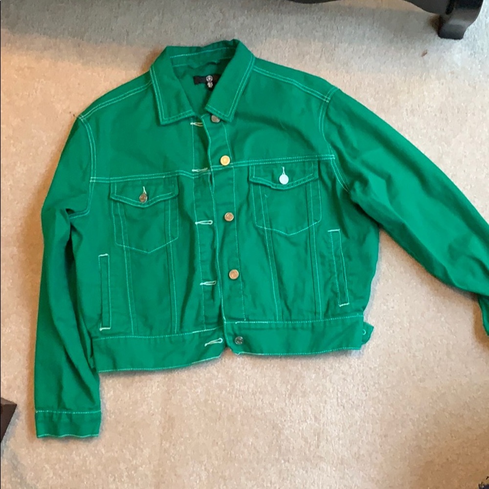 Green denim jacket